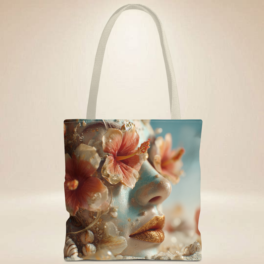 Coastal Face Tote Bag | Double-Sided Beach Art Tote