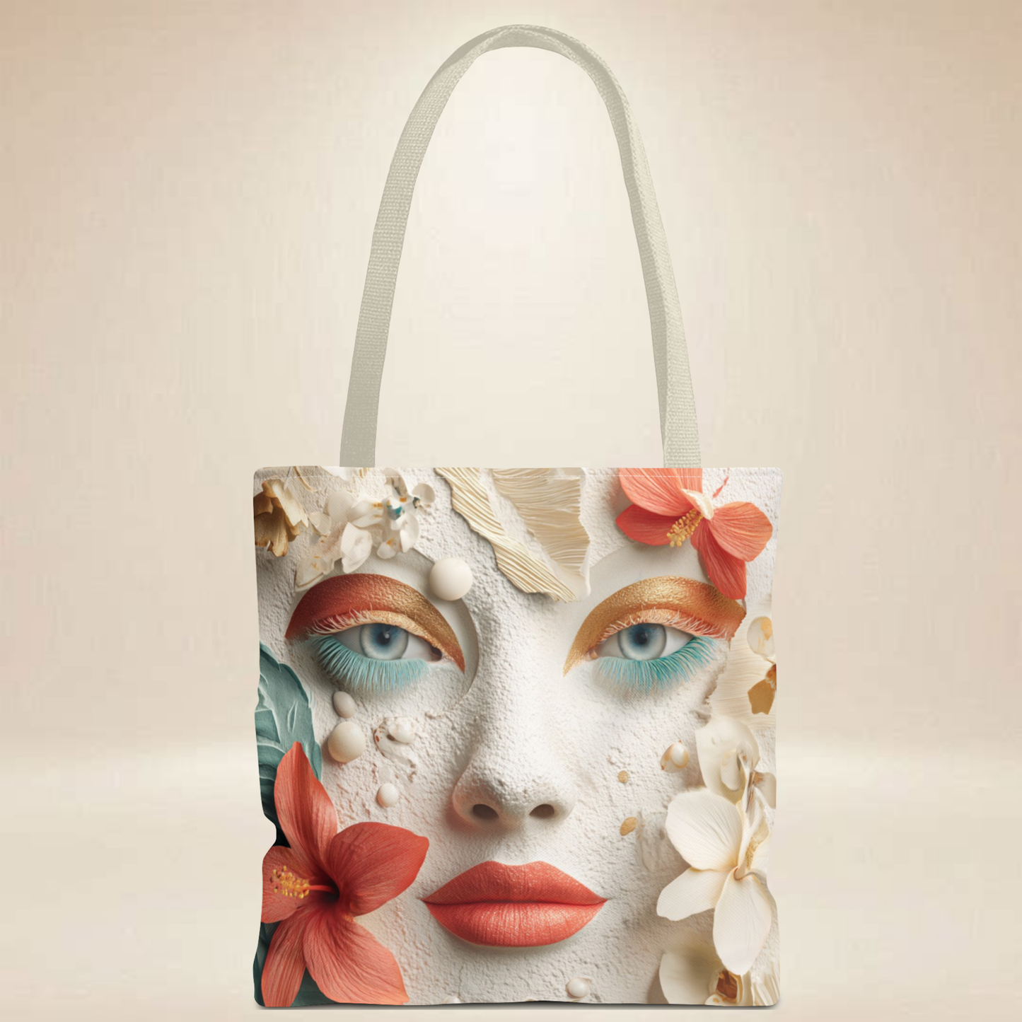 Floral Face Tote Bag | Double-Sided Art Tote