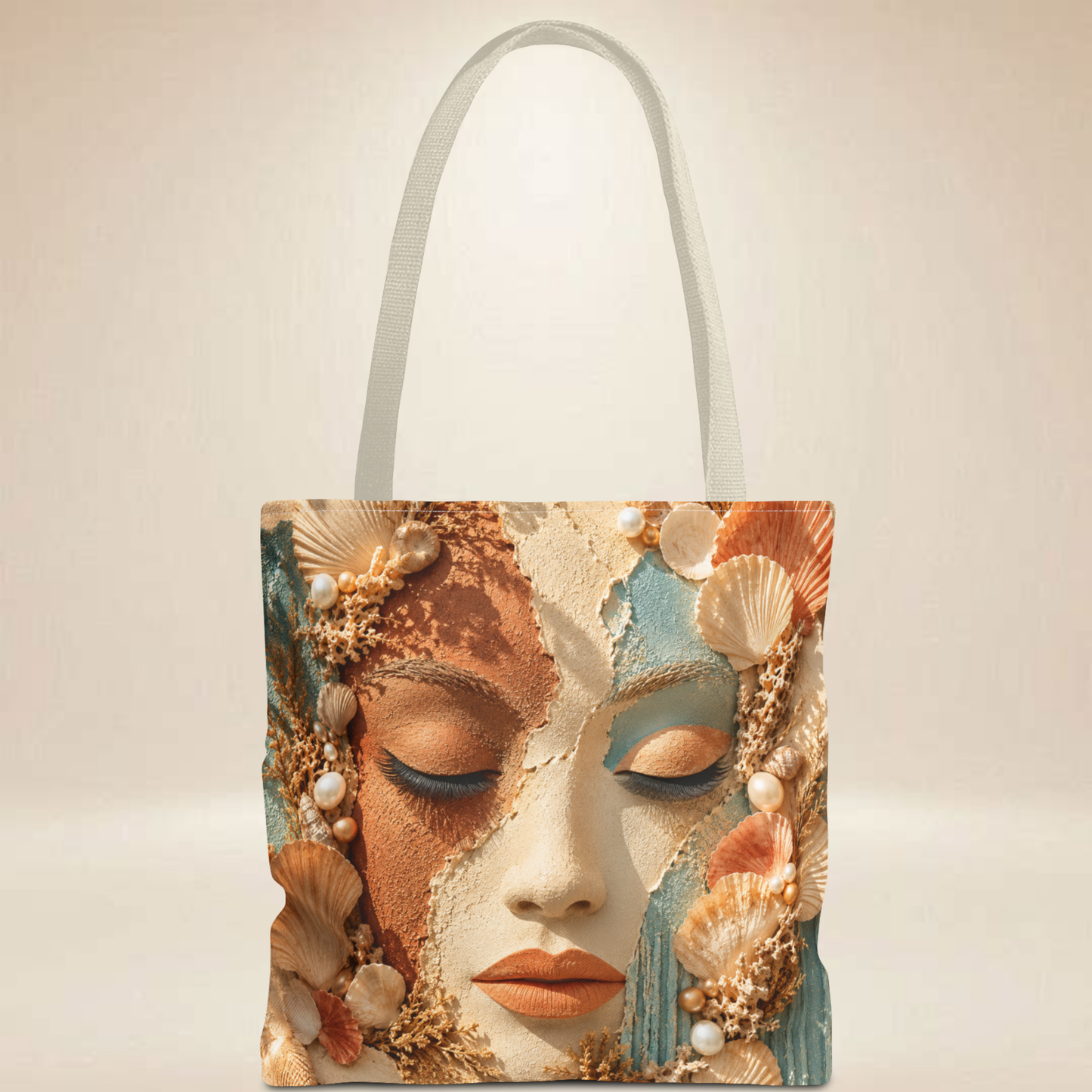 Seashell Face Tote Bag | Double-Sided Beach Tote Bag