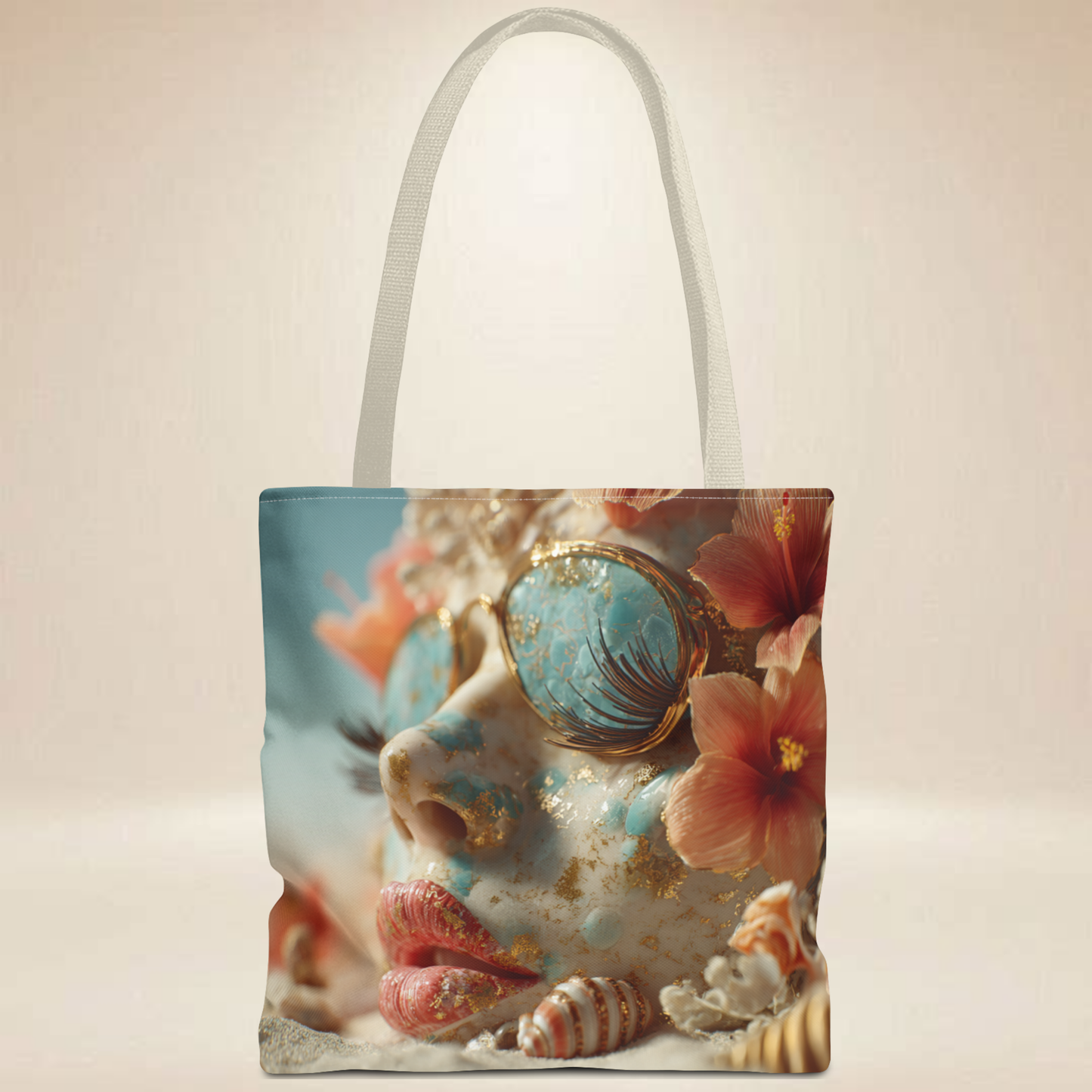 Beach Face Tote Bag | Double-Sided Coastal Art Tote