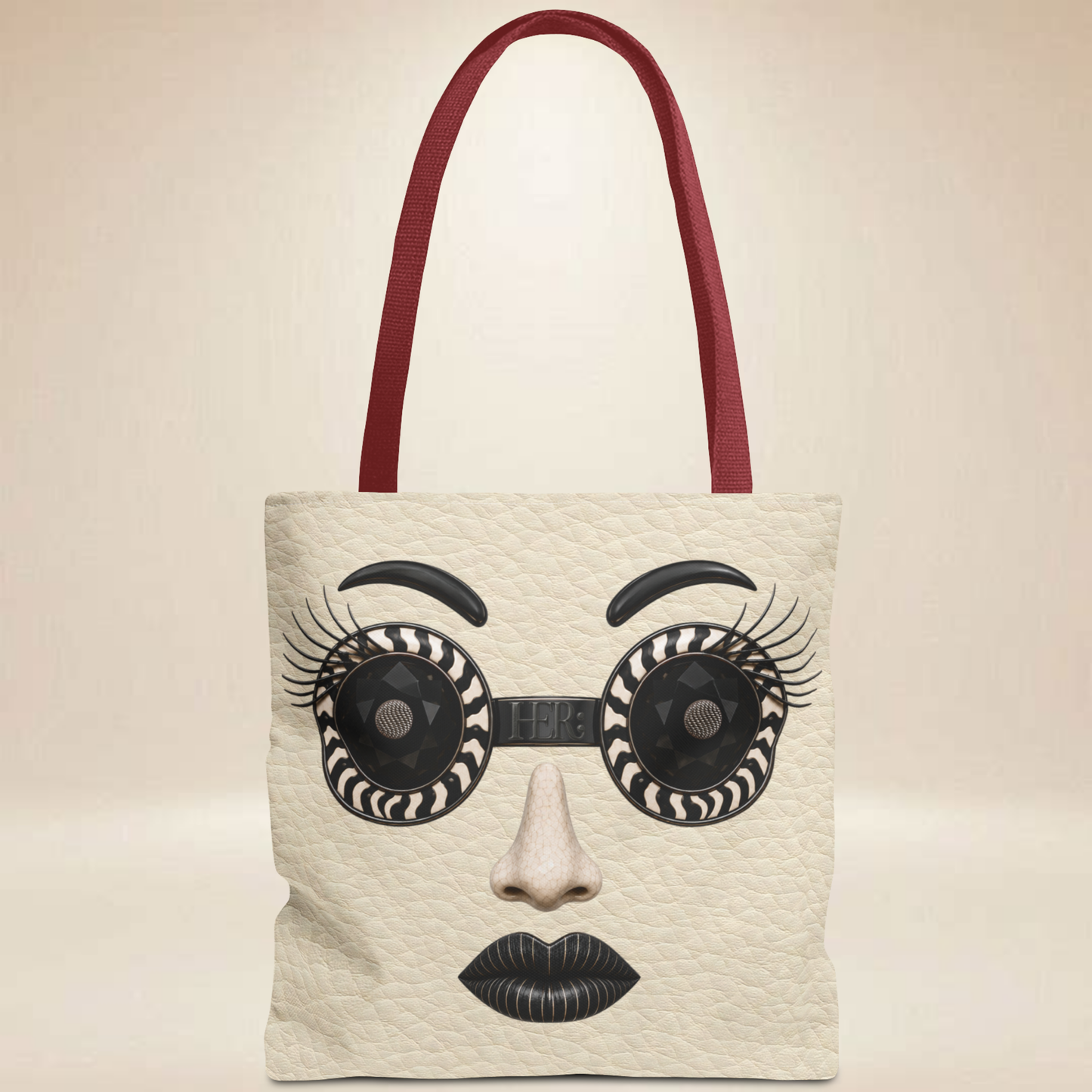 Black Diamond Face Tote Bag | Double-Sided Art Tote