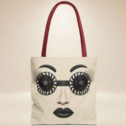 Black Diamond Face Tote Bag | Double-Sided Art Tote
