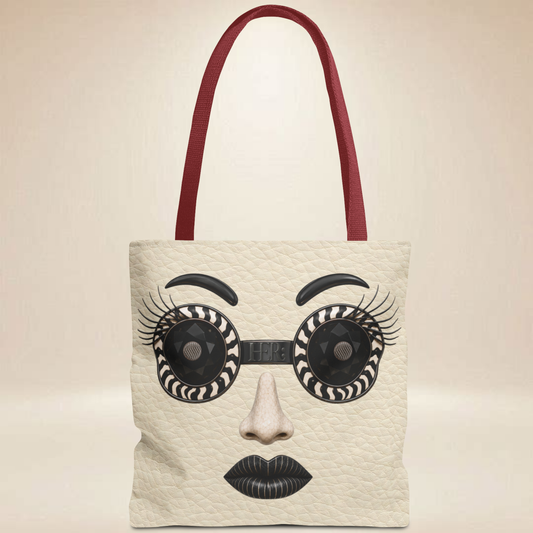Black Diamond Face Tote Bag | Double-Sided Art Tote