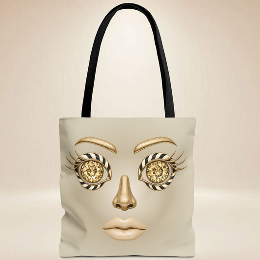 Champagne Gold Face Tote Bag — Double-Sided Art Tote