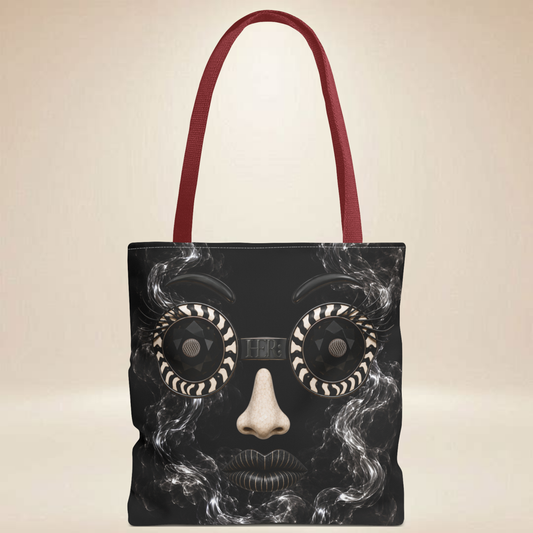 Smoke & Diamonds Face Tote Bag | Double-Sided Art Tote