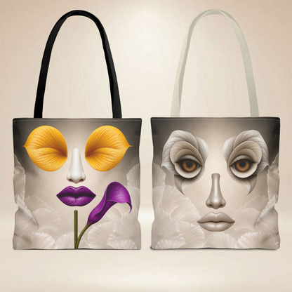 Calla Lily & Floral Face Tote Bag | Double-Sided Art Tote