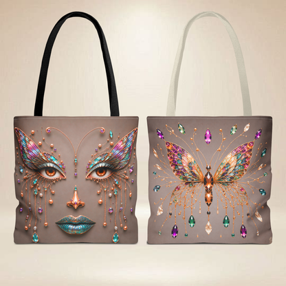 Butterfly Face Tote Bag | Double-Sided Art Tote