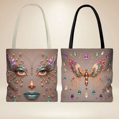 Butterfly Face Tote Bag | Double-Sided Art Tote