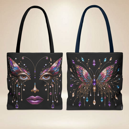 Butterfly Face Tote Bag | Double-Sided Art Tote