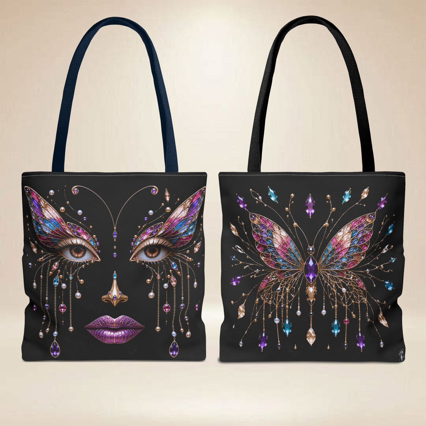 Butterfly Face Tote Bag | Double-Sided Art Tote