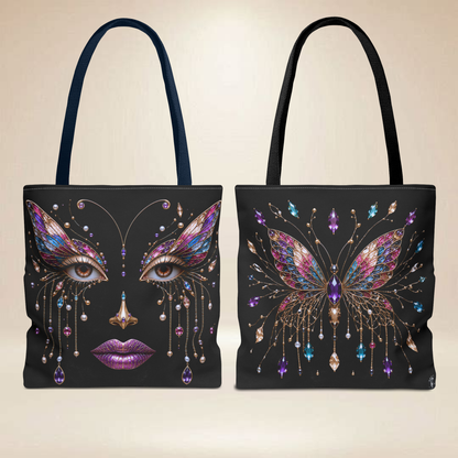 Butterfly Face Tote Bag | Double-Sided Art Tote